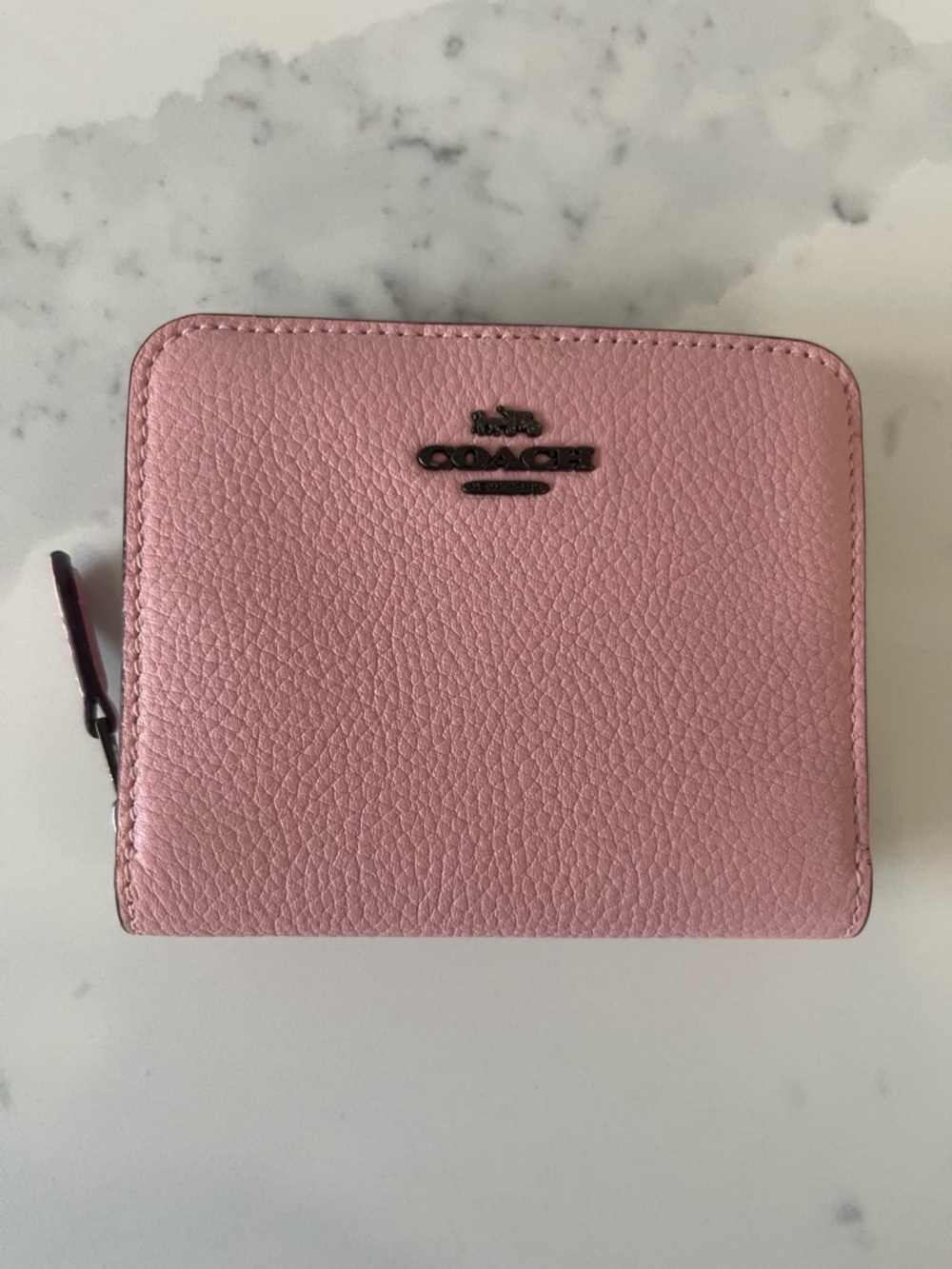 Coach Pink Pebbled Leather Zip-Around Wallet